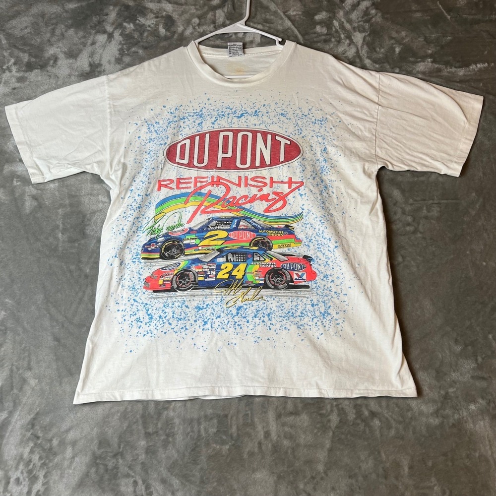 VTG‎ 90s DuPont Refinish Racing T Shirt White XL Jeff Gordon NASCAR Graphic Tee